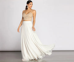 Magnolia Two Piece Scallop Lace Glitter A-Line Dress
