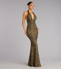 Diana Glitter Leopard Mermaid Formal Dress
