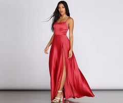 Hallie Formal Satin Lattice Dress
