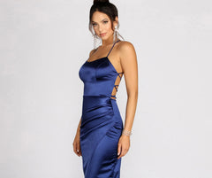 Alvira Satin Evening Wrap Gown