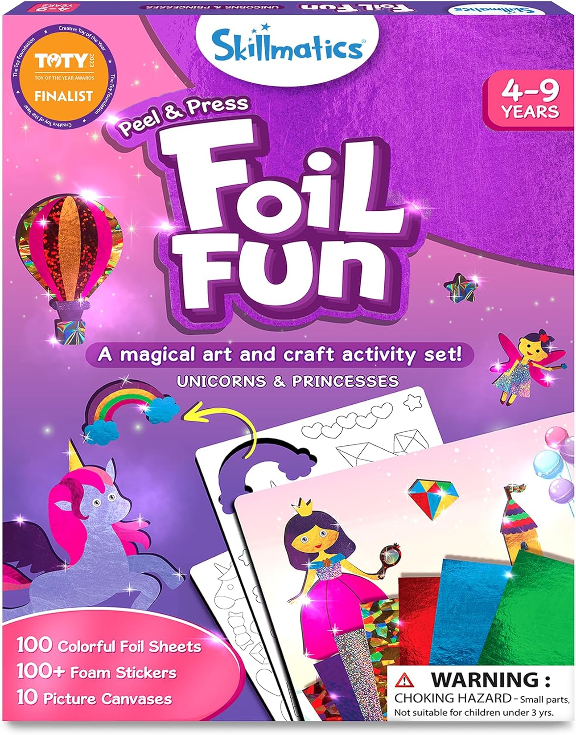 Skillmatics Foil Fun - No Mess Unicorns & Princesses Art Kit | Creative DIY Activity for Kids Ages 4-9