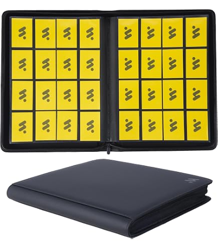 GrinOwl 16-Pocket Card Binder – Holds 1200+ Trading Cards, Ringless, Side-Loading Pockets, Zipper Closure –
