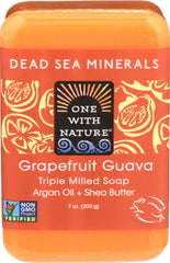 One With Nature Grapefruit Guava Dead Sea Mineral Soap, 7 Ounce Bar