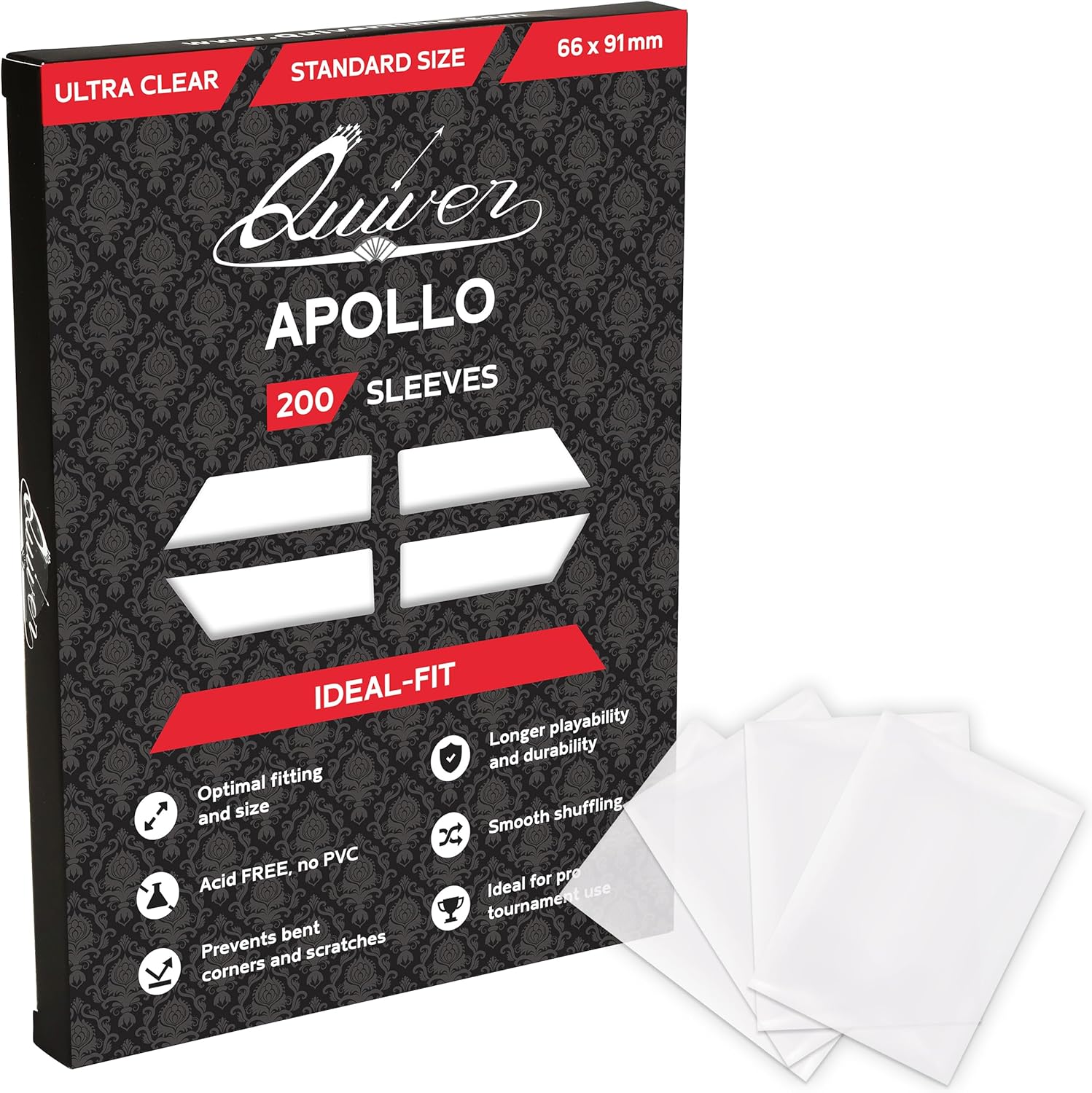 200 Apollo Standard Clear Card Sleeves fits Magic: the Gathering Cards and Other TCG Cards - Ultra Transparent Trading Card Sleeve, Card Protector Sleeves (66 x 91 mm) | 200 ultra-clear standard sleeves (66 x 91 mm), fit MTG and other TCG trading cards