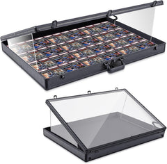 Trade Show Display Case Portable Aluminum Sports Card Table Top Display Case Frame Clear Acrylic Showcase Cabinet Box with Lock for Trading Cards Jewelry Collectibles(Black,36"x24")