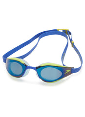 Speedo Competition Swim Goggles in Deep Royal/Cobalt/Iris Mirror are designed for professional swimmers seeking optimal performance. These goggles feature a sleek design with a blue strap and mirrored lenses for enhanced visibility and reduced glare in competitive swimming environments. Ideal for athletes