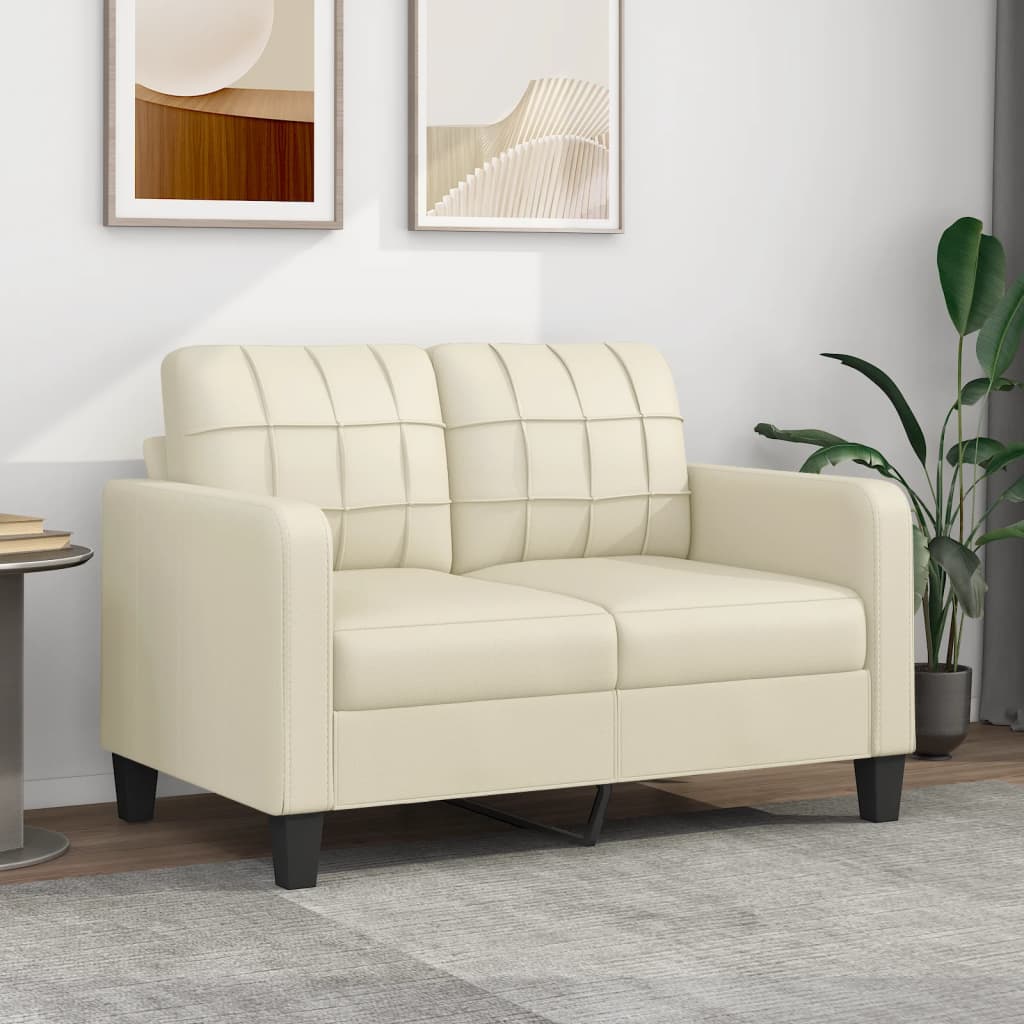 Tweezitsbank Kunstleer Kleurig 120 cm Crème