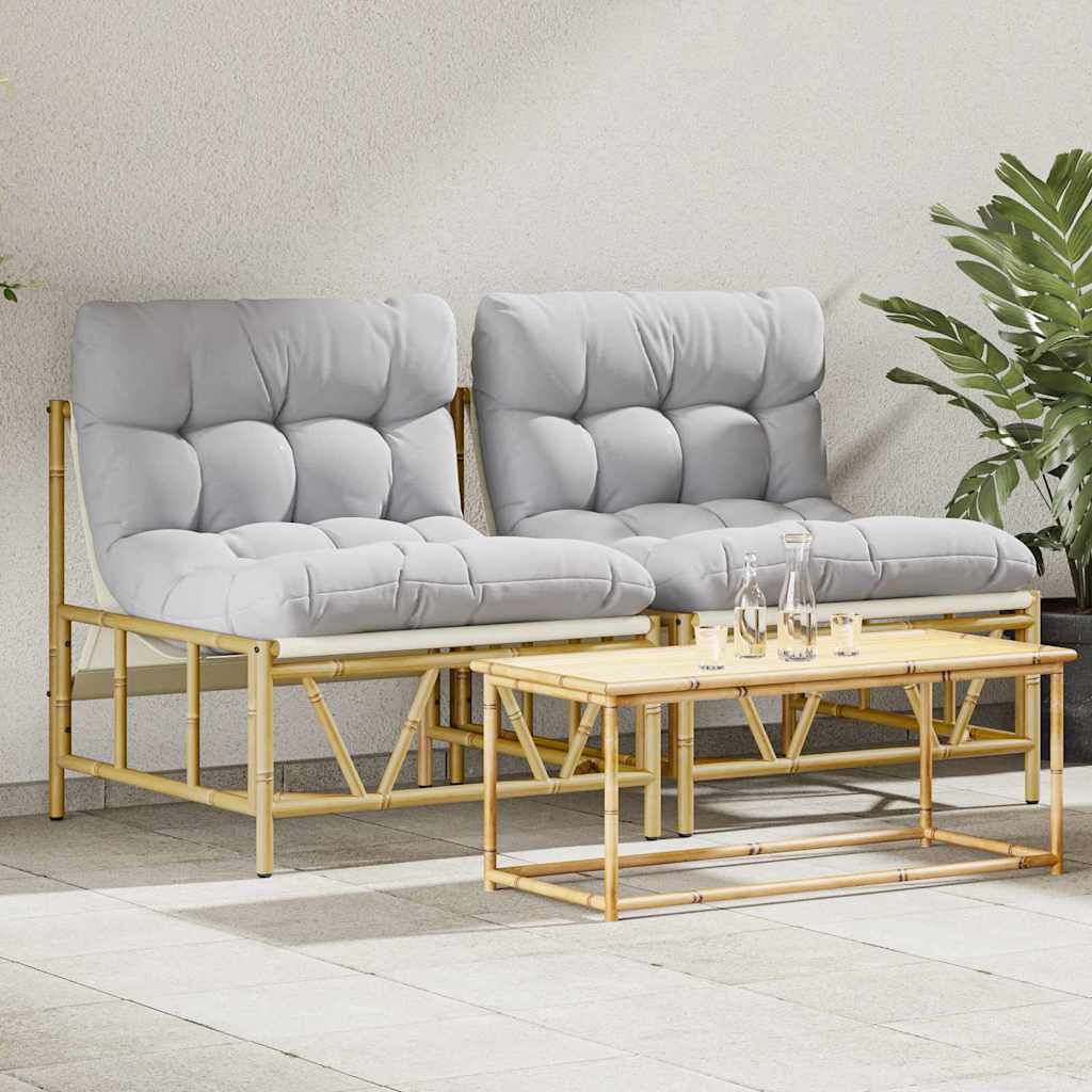 vidaXL Outdoor-Sitzplätze mit Kissen 2 pcs Hellgrau Stahl
