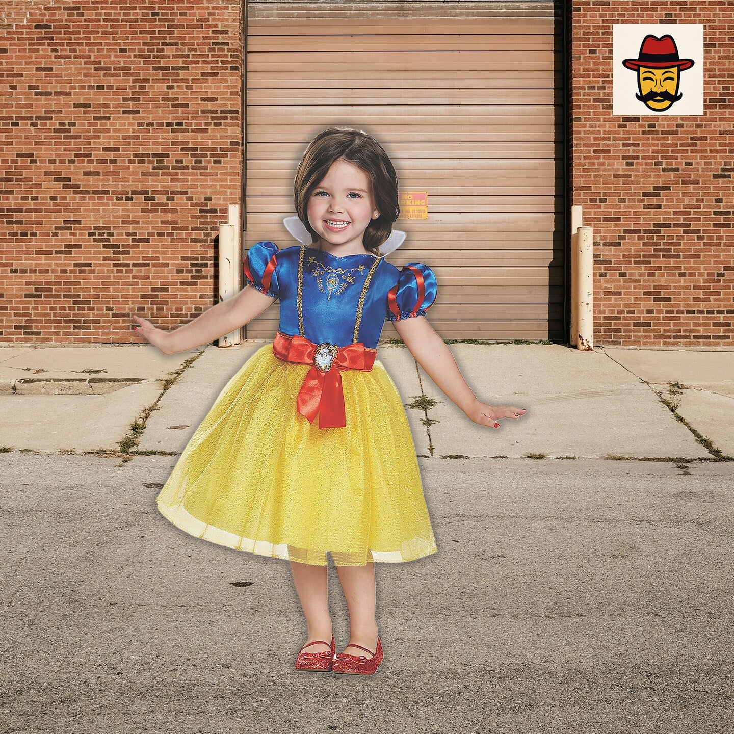 Girls Disney Snow White Costume, Yellow Blue Dress Glitter Trim Red Ribbon Cameo, Size: Toddler (3 - 4T), Color: Blue