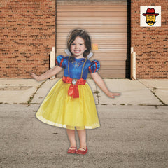 Girls Disney Snow White Costume, Yellow Blue Dress Glitter Trim Red Ribbon Cameo, Size: Toddler (3 - 4T), Color: Blue