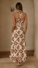 Solange Maxi Dress - Brown/Beige Floral