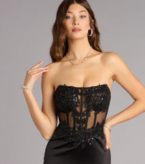 Cora Satin Corset Slit Formal Dress