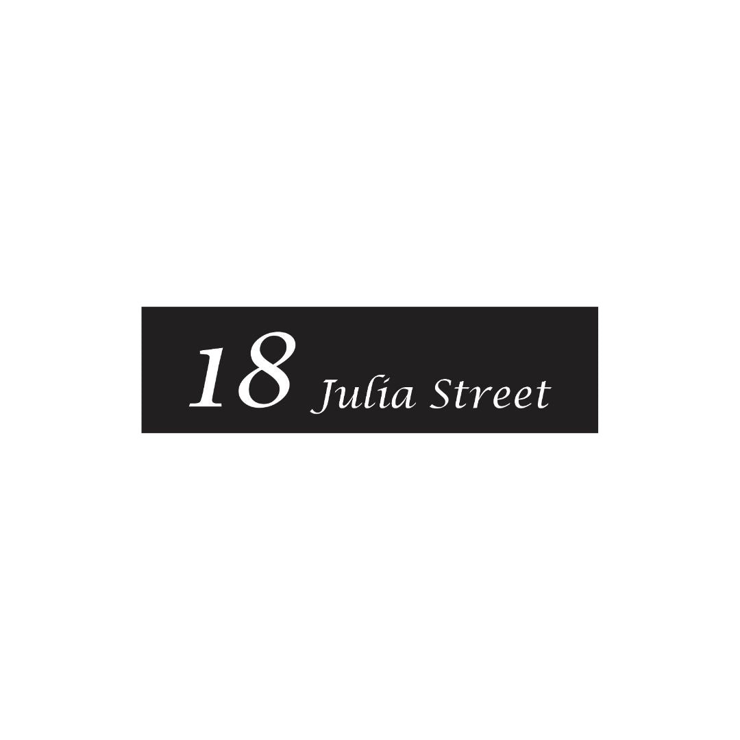 Black Colorbond Steel Address Sign with Vinyl Text  - 900 x 250mm