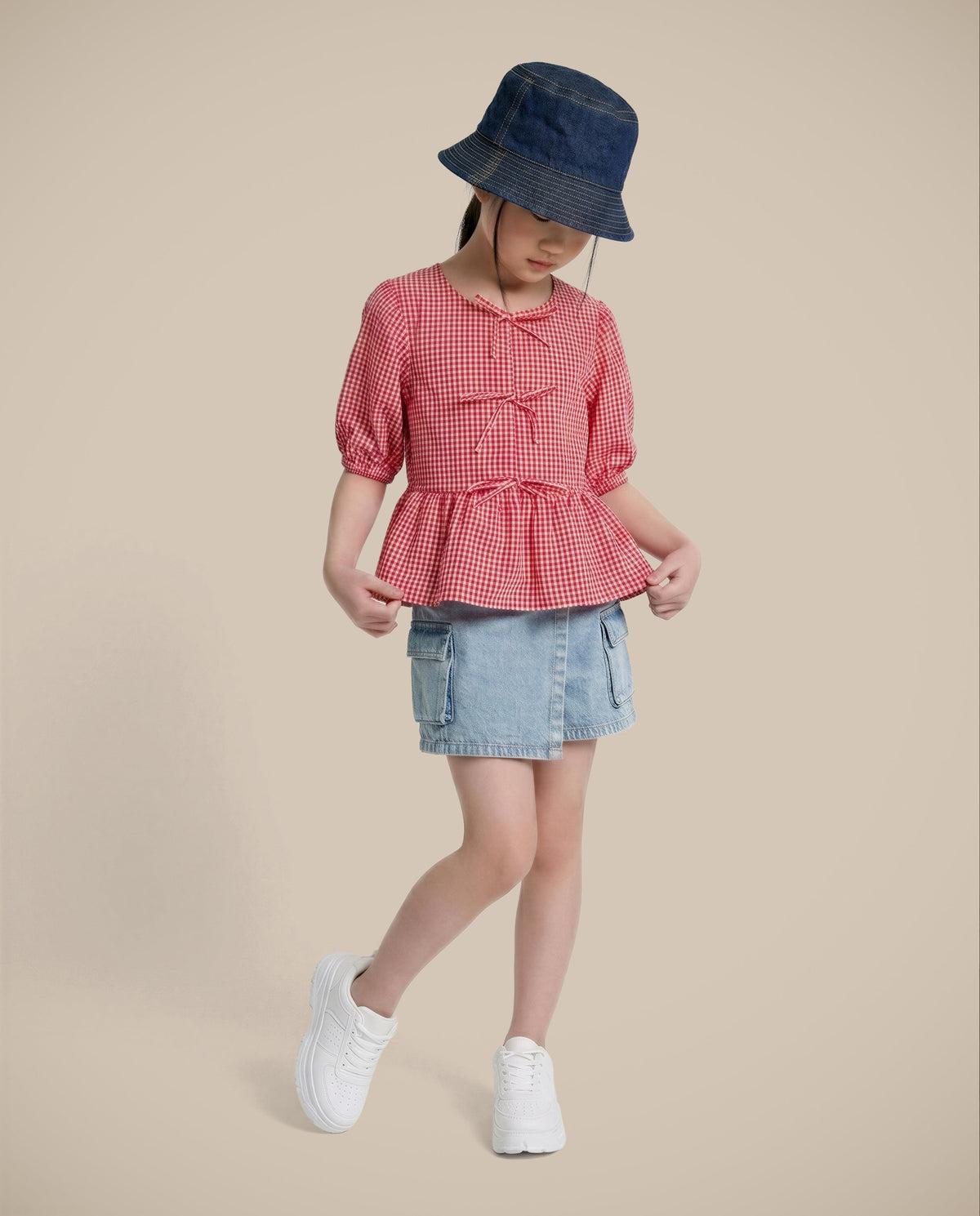 GIRLS Red Gingham Check Top