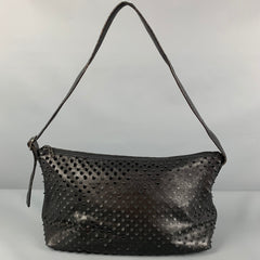 Vintage HELMUT LANG Black Perforated Leather Shoulder Handbag