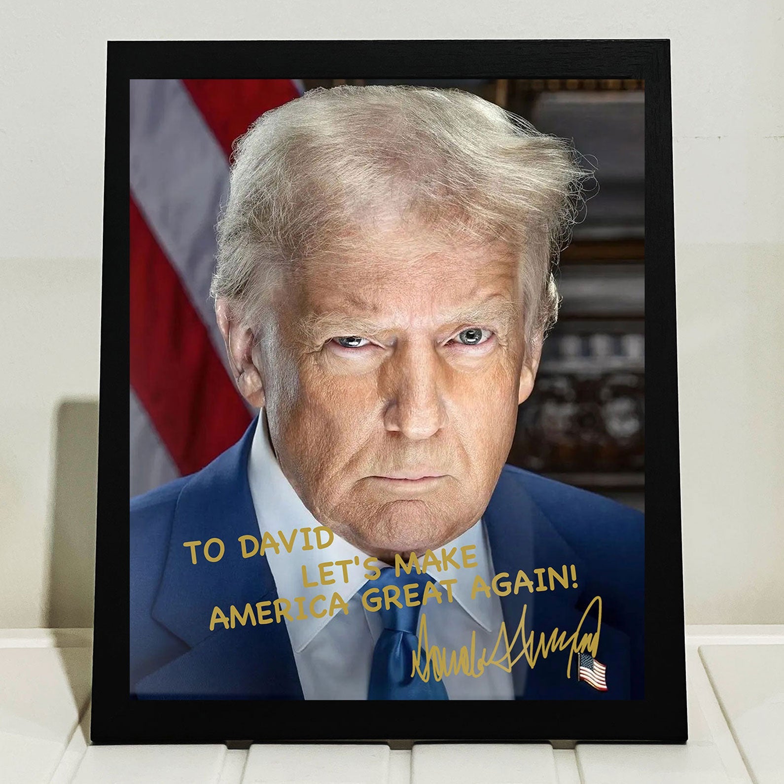 President Donald Trump Official Portrait 2025 | President Donald Trump Autographed Picture | Donald Trump Fan Picture Frame C922 - GOP