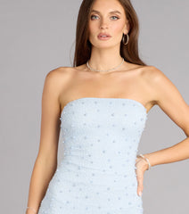 Sweet Stunner Pearl Beaded Tube Mini Dress