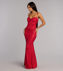 Allie Glitter Lace-Up Formal Dress