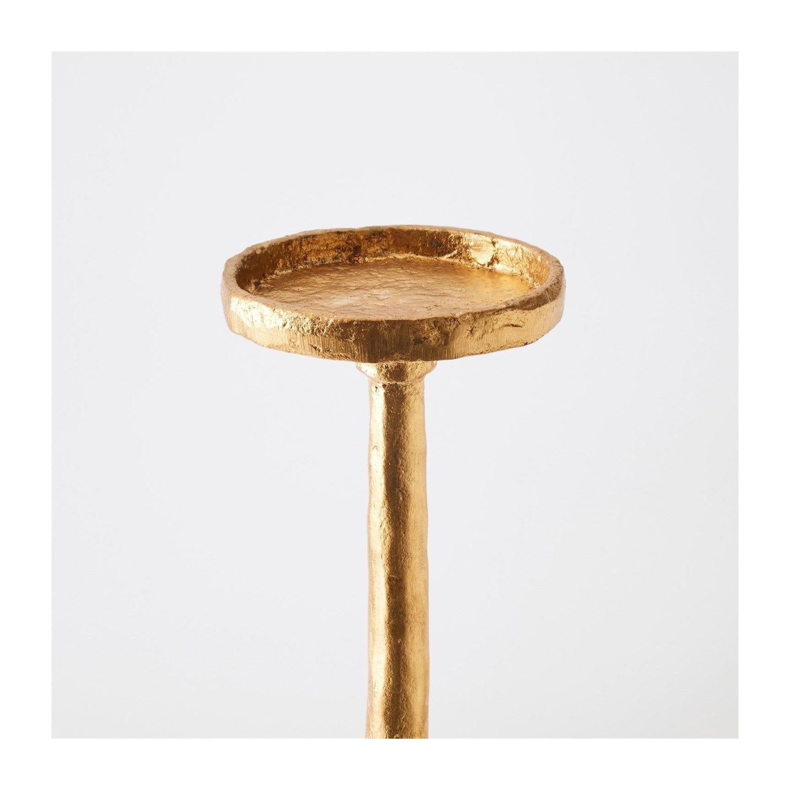Global Views Gold Leaf Forged Pillar Candle Holder