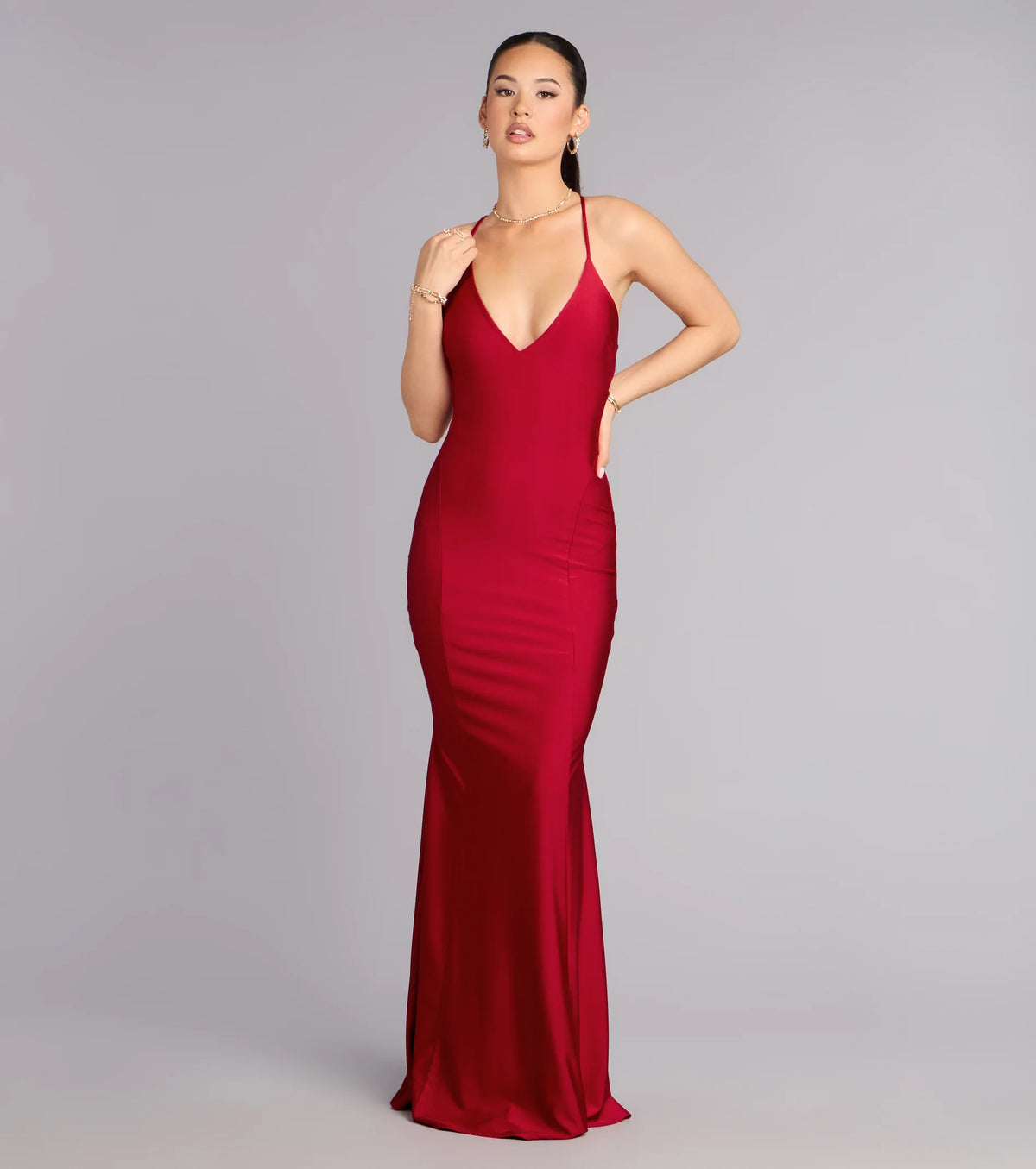 Hannah V-Neck Strappy Formal Dress