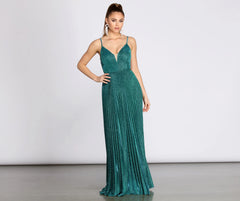 Aida Glitter Shine Pleated A-Line Dress