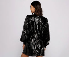 Major Baddie Faux Leather Trench Dress