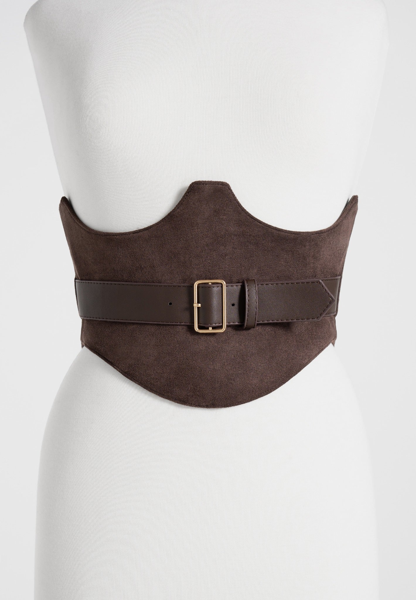 Chloe - Suede Corset with Belt - Brown