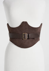 Chloe - Suede Corset with Belt - Brown
