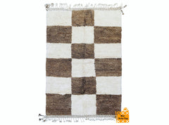 Custom Fabulous Boujaad Rug - Handmade Moroccan Berber Carpet - Abstract Checkered Bohemian Rug