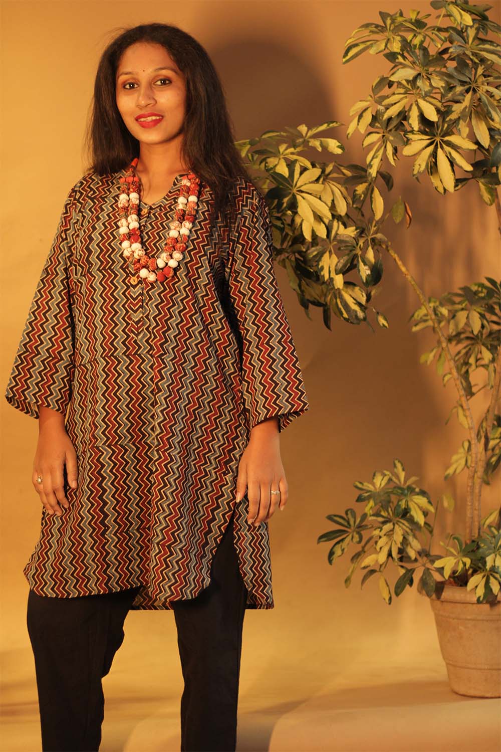 Dhaariyan | Short Kurta | Chocolate Chevron