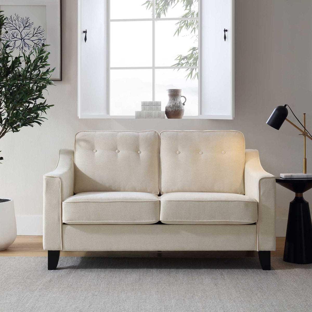 Harper 2 - Seater Slope Arm Beige Woven Fabric Sofa - daals