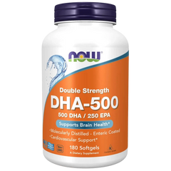 Aceite de pescado DHA-500 de doble potencia, 180 Softgels – NOW Foods-Wellu
