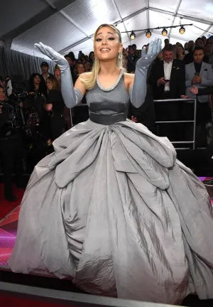 Ariana Grande Grey Beaded Two-Piece Dress 2020 Grammys