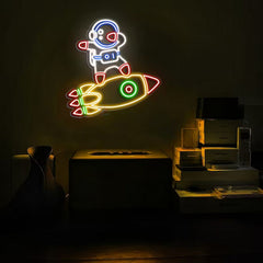 Astronaut on a Rocket LED Neon Sign for Man Cave light up sign