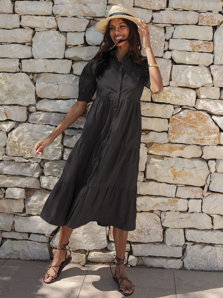 Buy Threadbare Black Button Down Tiered Maxi Shirt Dress from Next USA
