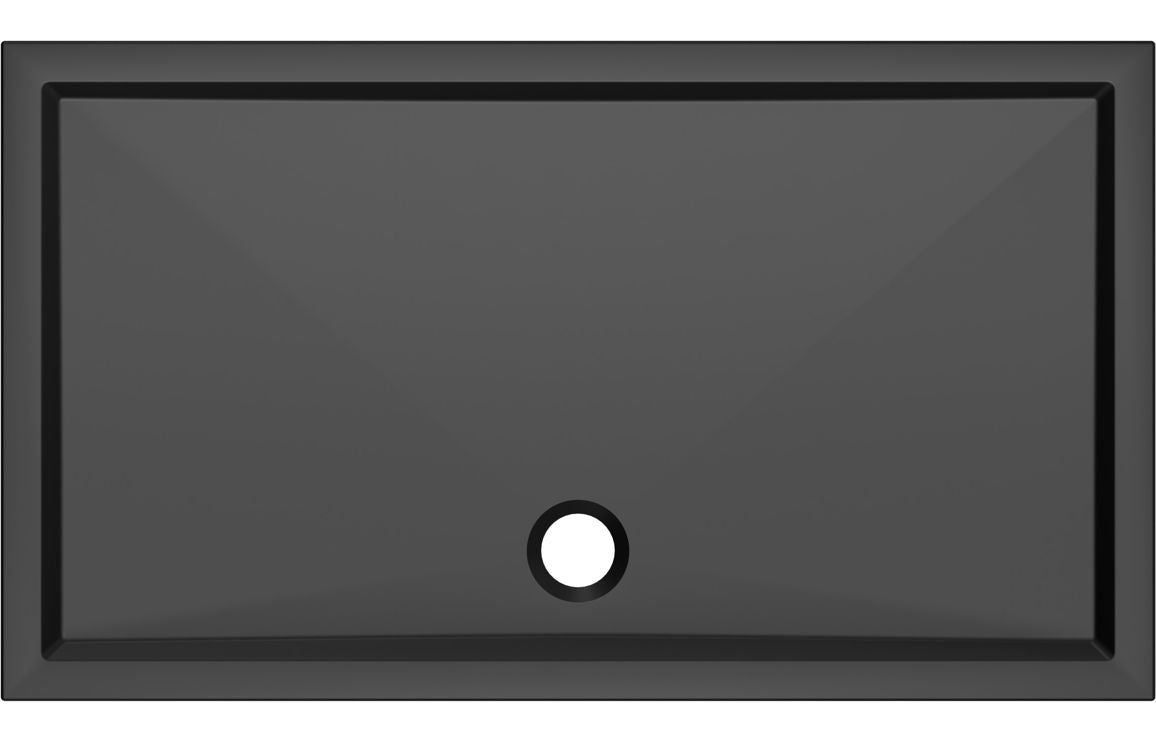 AquaLuxe 40mm Low Profile 1200x800mm Rectangular Tray & Waste - Matt Black