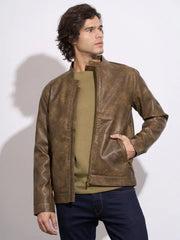 Brown Regular Fit Men's Jacket by Being Human Clothing
