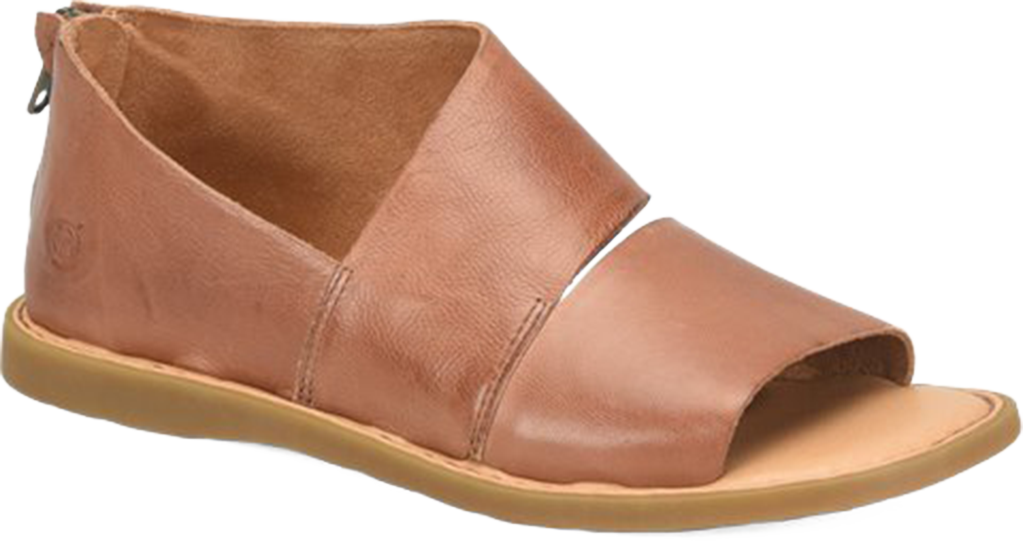 Quarter turn view Women's Born Footwear style name Mila in color Luggage. Sku: BR0084106