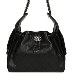 Chanel Small 25 Hobo Bag Black Shiny Caviar Aged Ruthenium Hardware