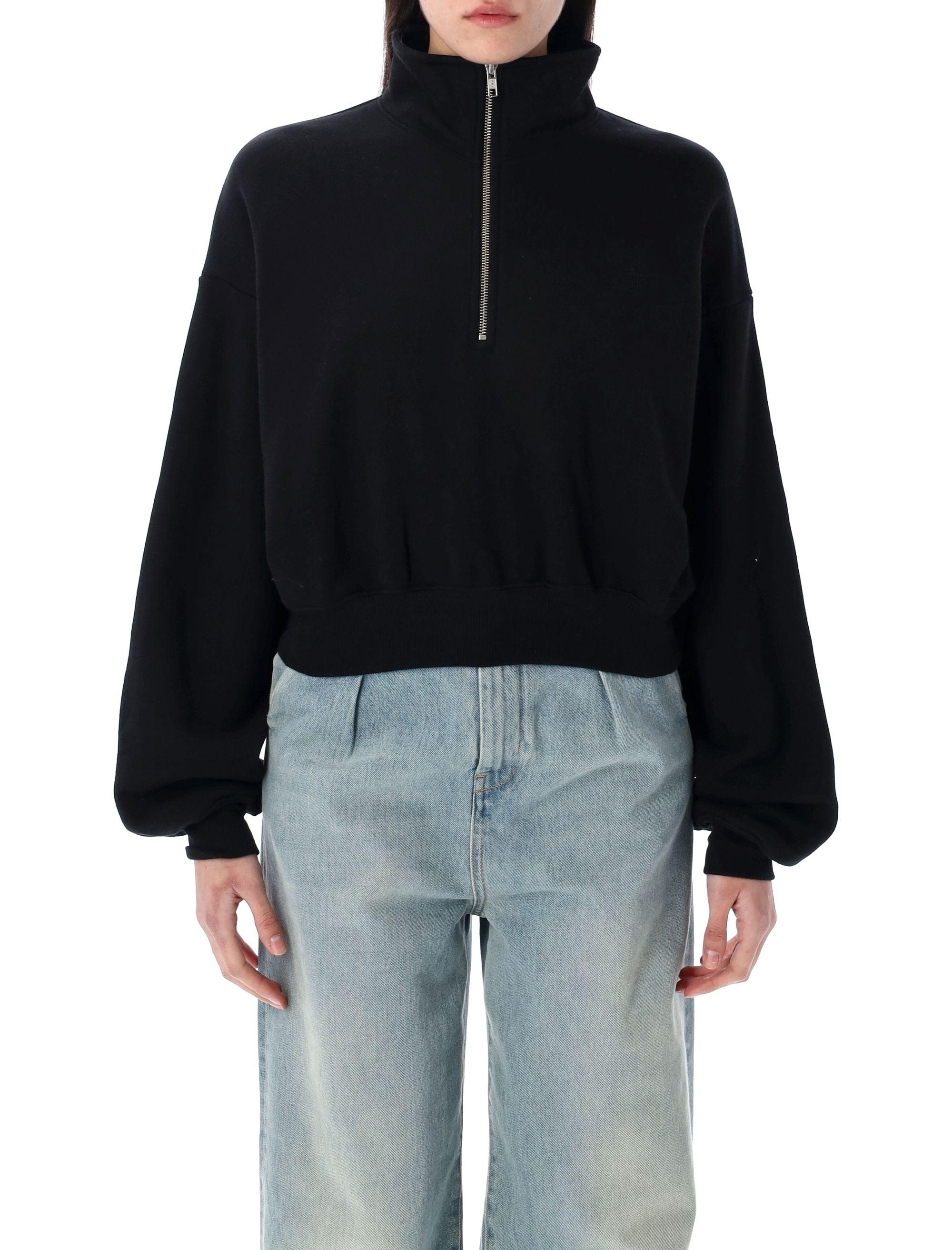 HALF-ZIP CROPPED SWEATSHIRT ETERNE BLACK S