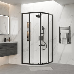 Rene Matt Black 900 x 900 x 1900mm Quadrant Shower Enclosure - 6mm Glass