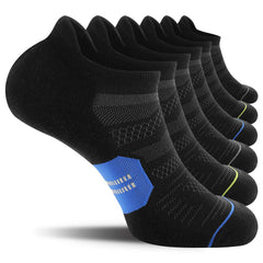 CelerSport 6 Pack Men's Running Ankle Socks with Cushion, Low Cut Athletic Sport Tab Socks