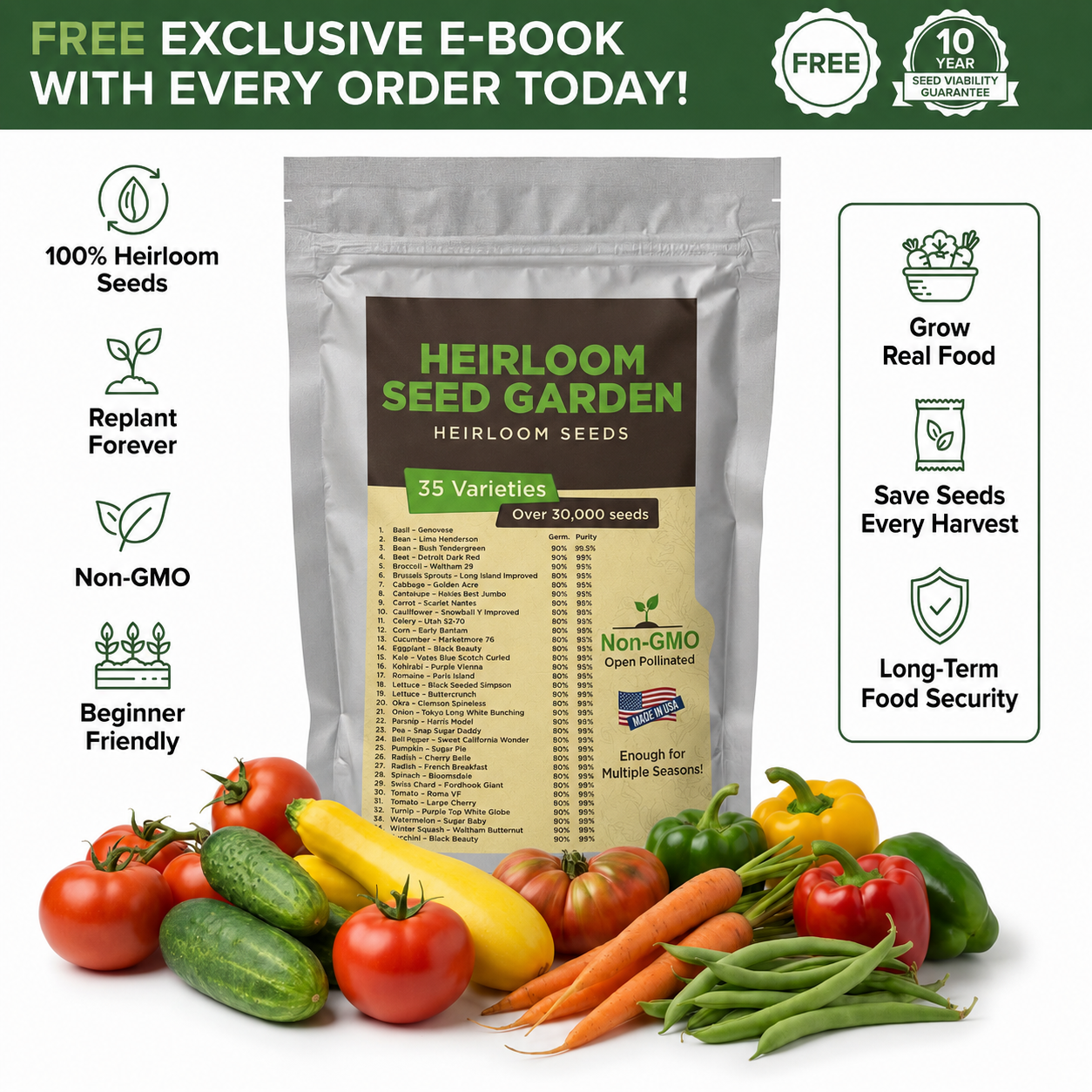 Garden's Pulse Heirloom Seed Vault Kit (35 Pack)