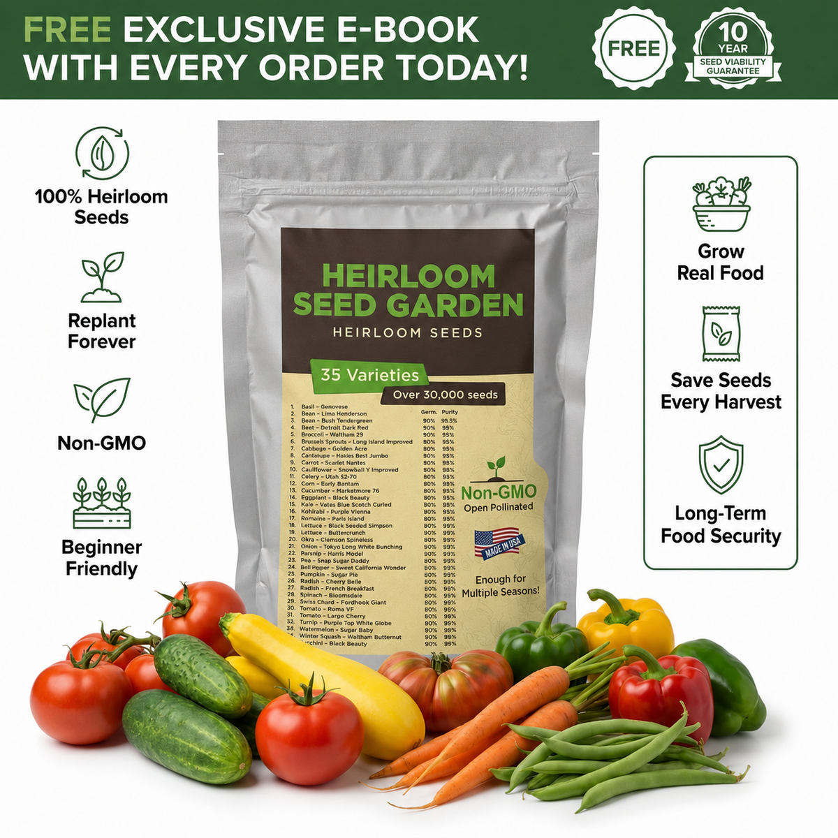 Garden's Pulse Heirloom Seed Vault Kit (35 Pack)