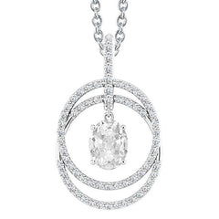 Collier pendentif Naturel diamant cercle ovale ancien mineur 4 carats ensemble de griffes