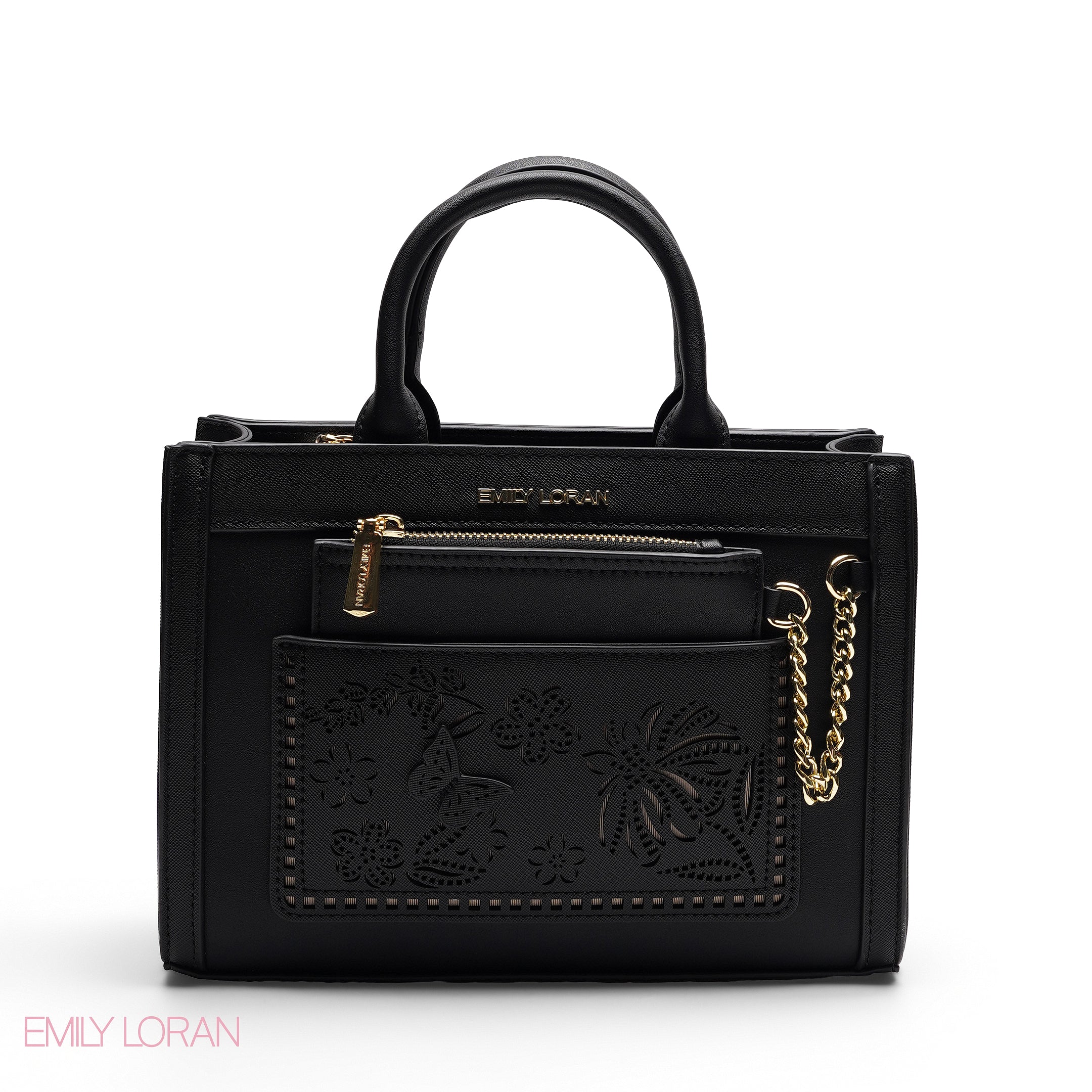 CHIC LASER CUTOUT TOP HANDLE BAG