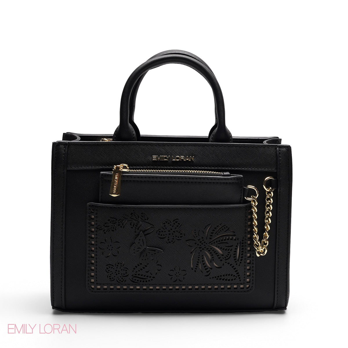 CHIC LASER CUTOUT TOP HANDLE BAG