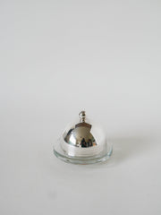Beurrier en métal argenté et verre, St Hilaire, 1950