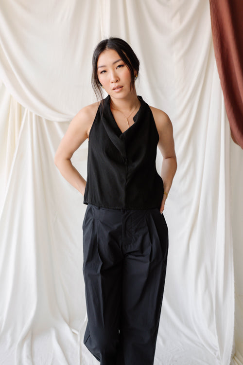 Laid Back Cowl Top - Tencel Viscose - Black