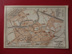 KORTRIJK oude kaart van Kortrijk / Courtrai België uit 1910 kleine originele antieke plattegrond landkaart